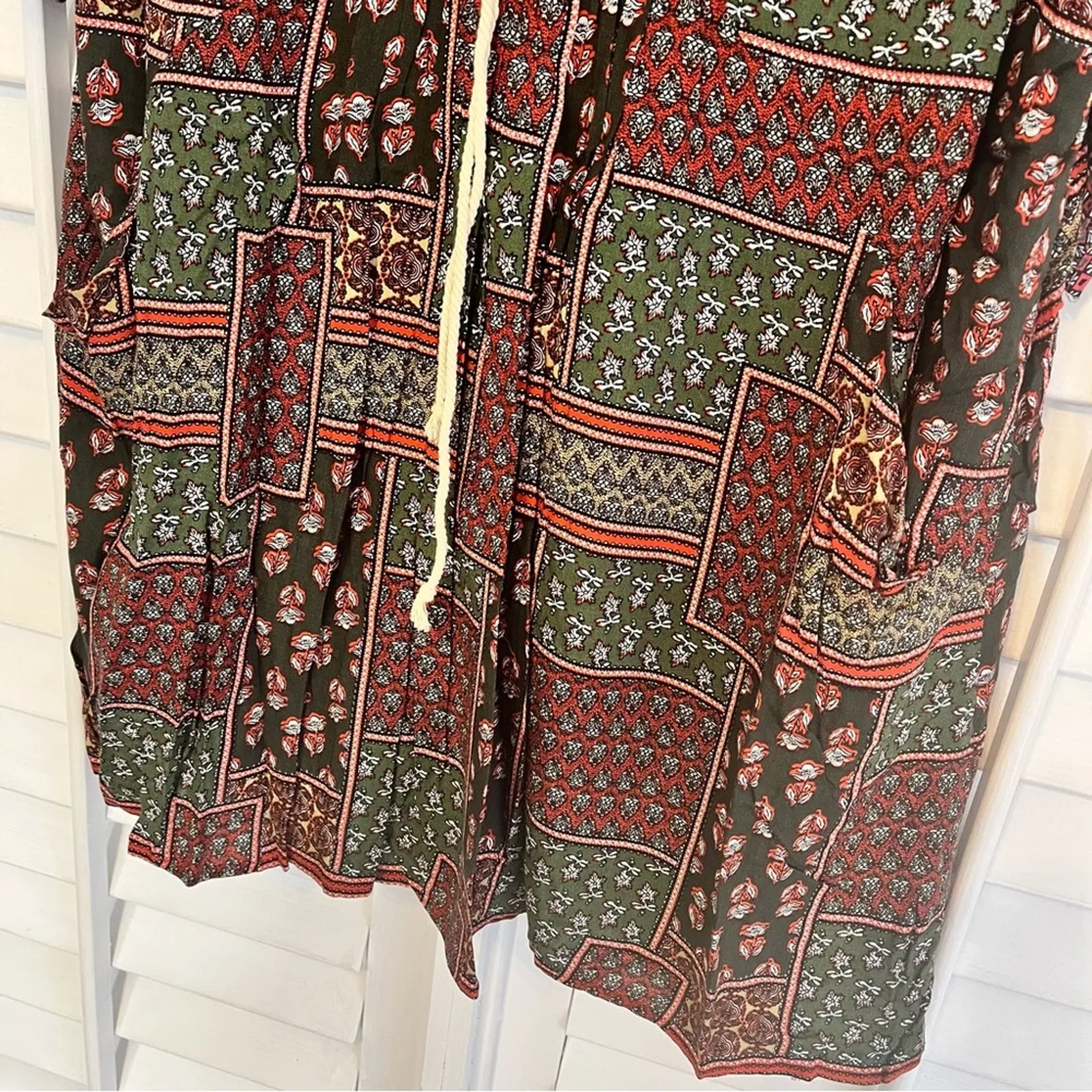 Easel Patchwork Lace Up Dress Size‎ Medium - Image 5