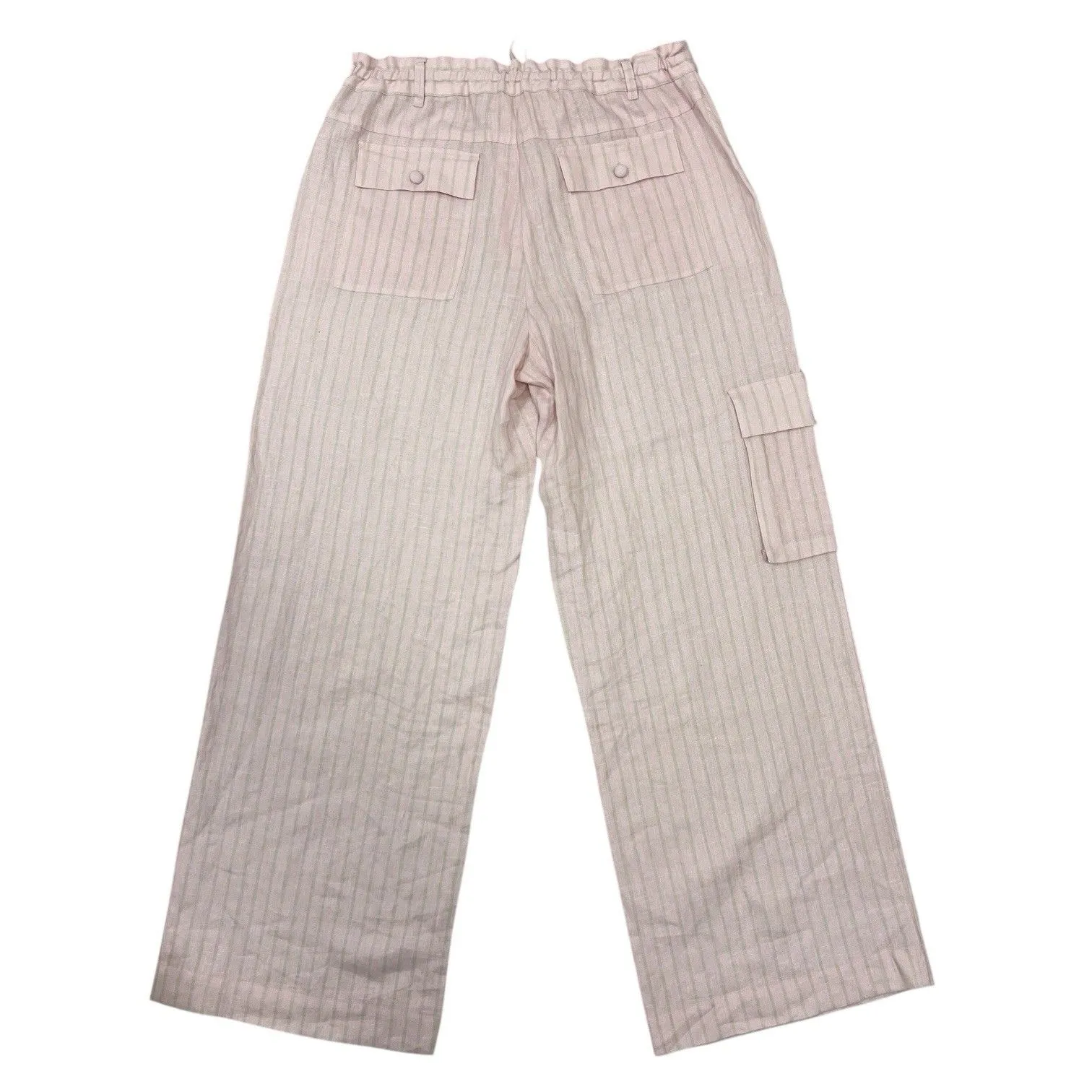 LOVESHACKFANCY CEDRIC CARGO PANT BERRIES/CREAM Pink Wide Leg 100% Linen Size 10 - Image 7