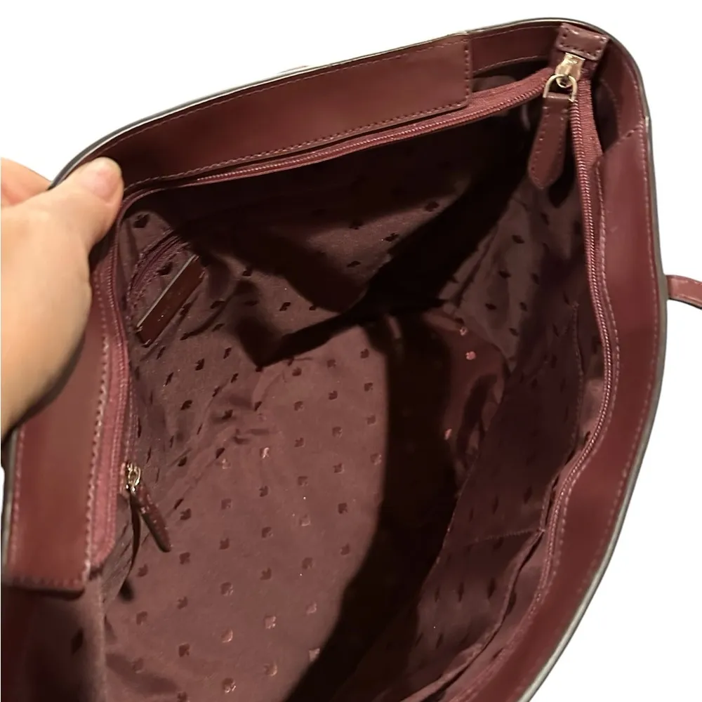 LIKE NEW KATE SPADE BURGUNDY CHERRYWOOD MAROON SCHUYLER MEDIUM TOTE - Image 3