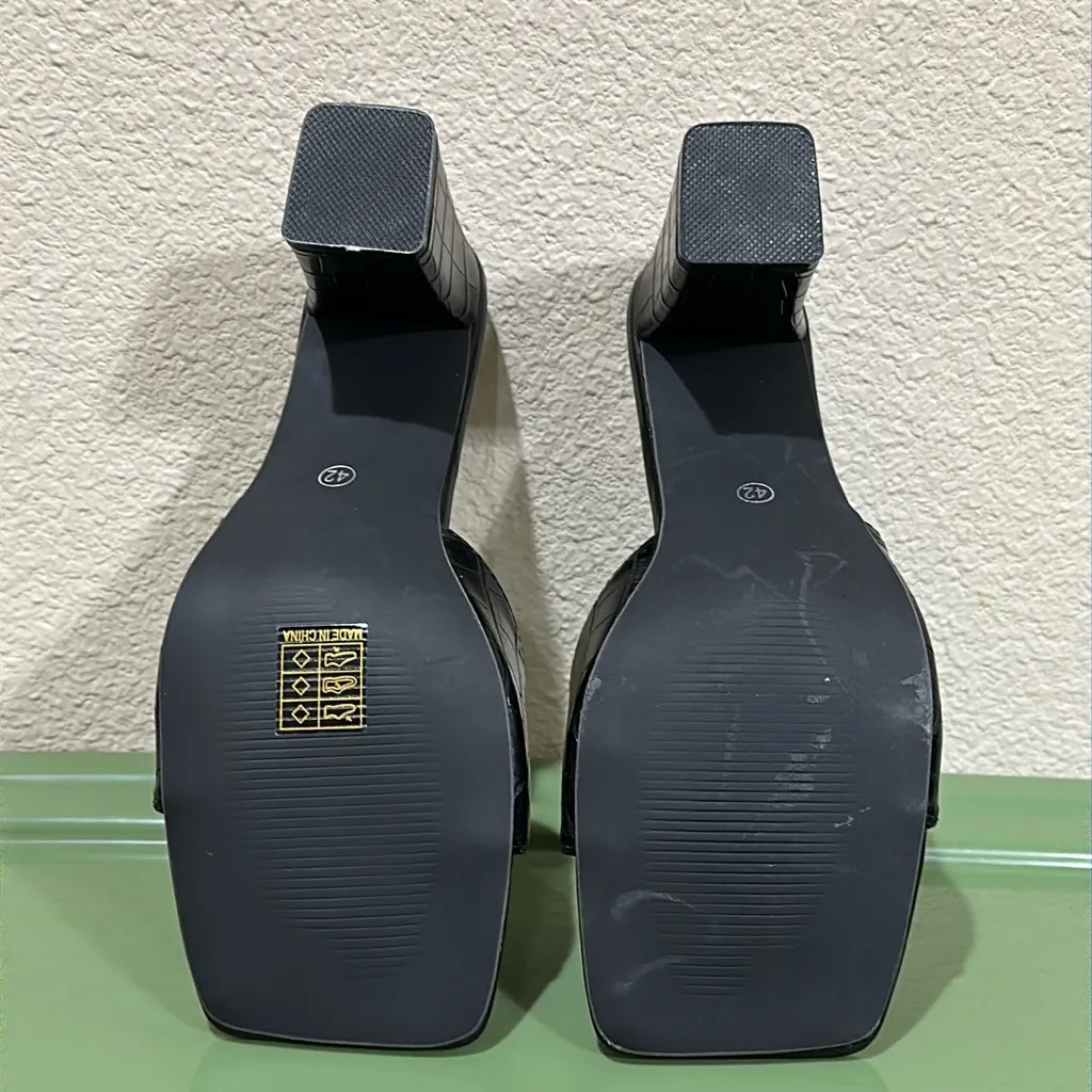 Black Heeled Mules Size 11 - Image 6