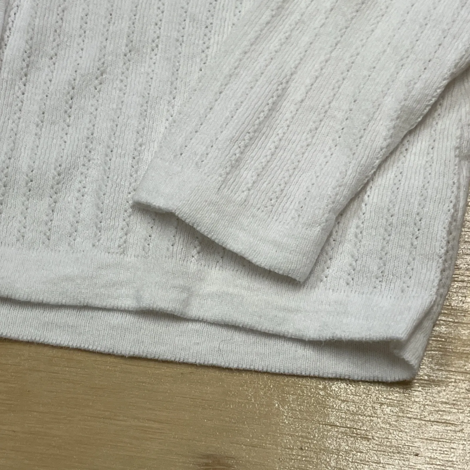 LL Bean Linen Blend Cardigan Sweater Womens Small White Grandma Cottage Mature - Image 5