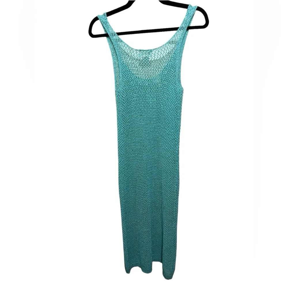 L’Atiste Turquoise Metallic Knit Swim Beach Cover up Sz M Women - Image 3