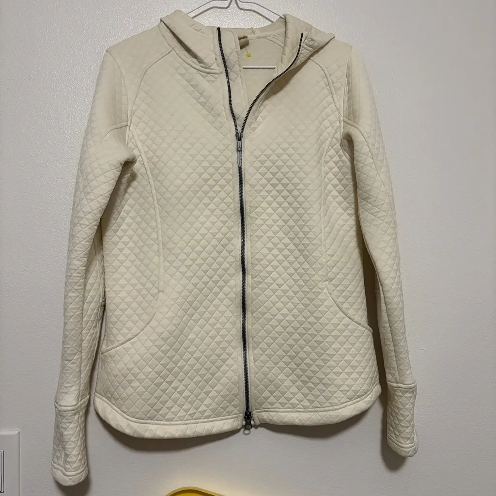Women's ExOfficio Cream Quilted Zip Up Jacket Medium - Image 5