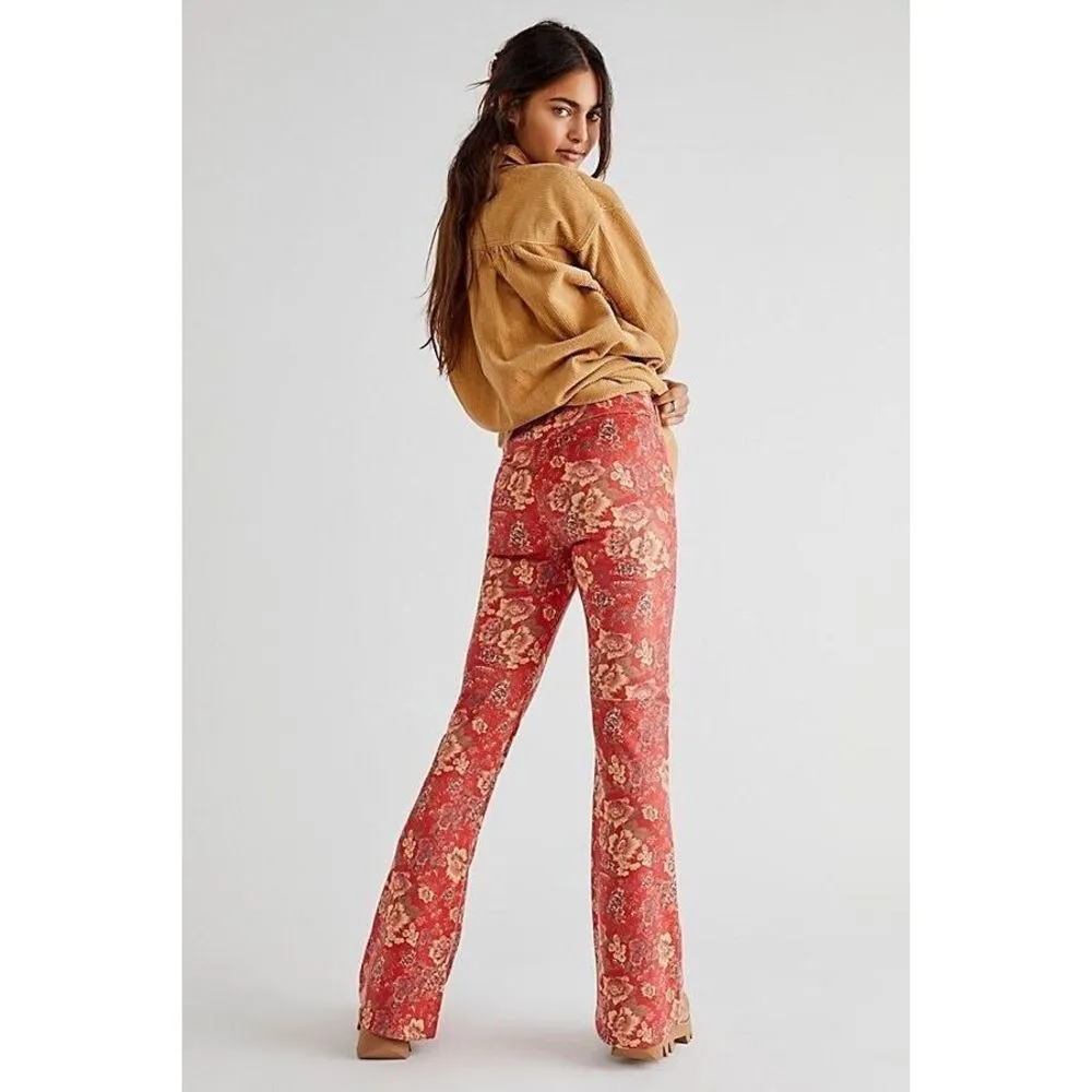 Free People House Party Printed Vegan Suede Flare Leg Pants Size 27. B-3 - Image 2