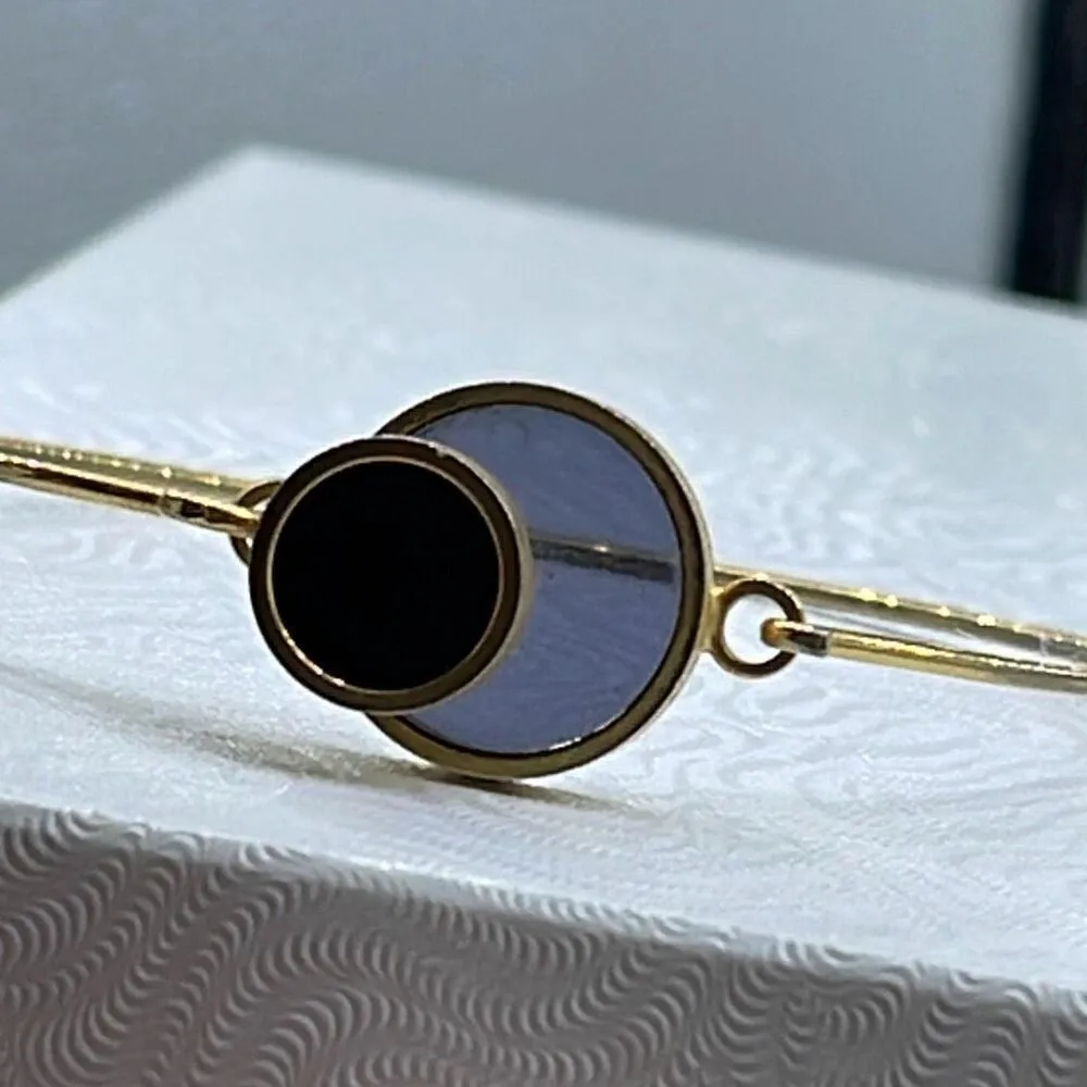 Vintage double glass circles hook front bracelet Black - Image 3