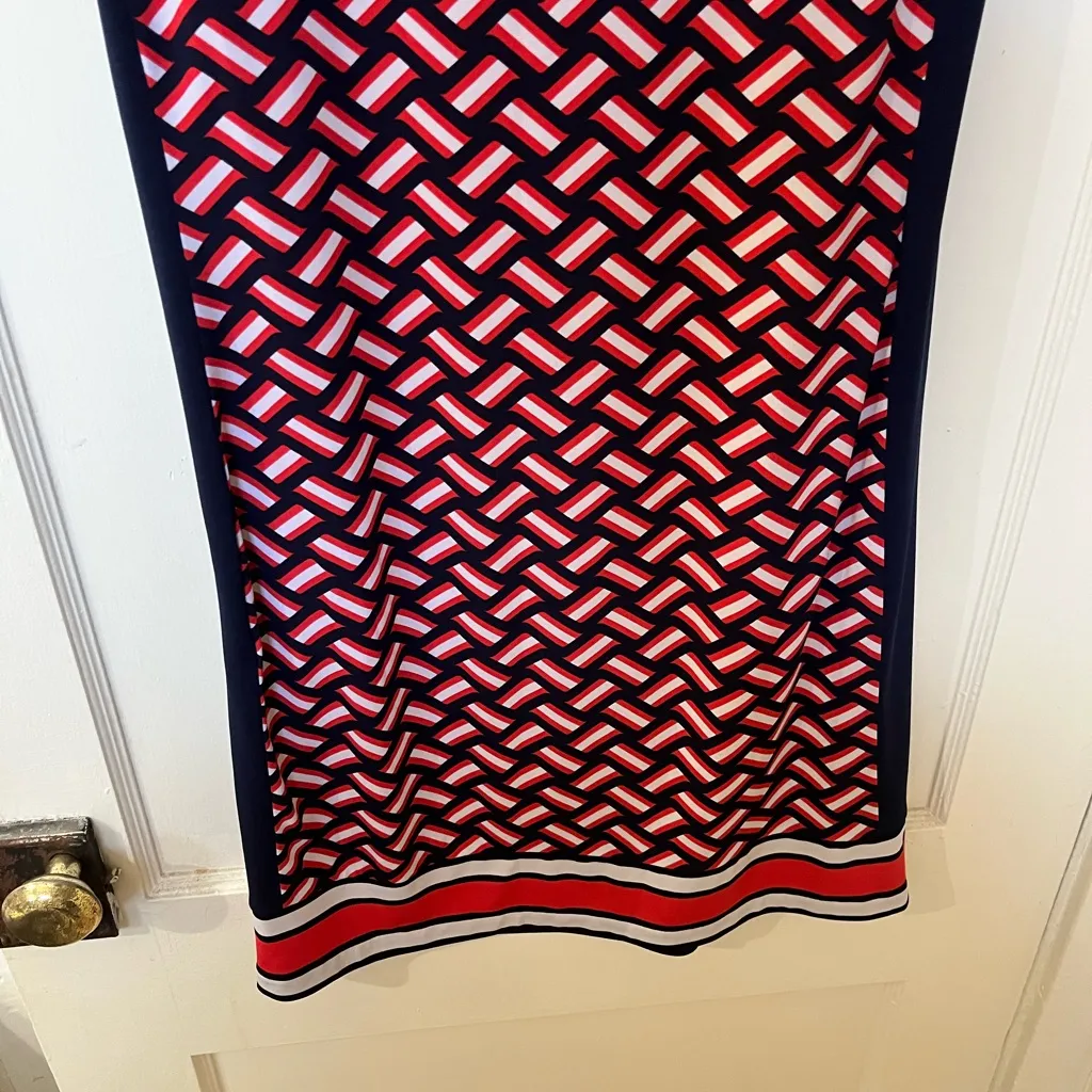 Michael Kors Red and Navy Geometric Mini Dress - Image 10