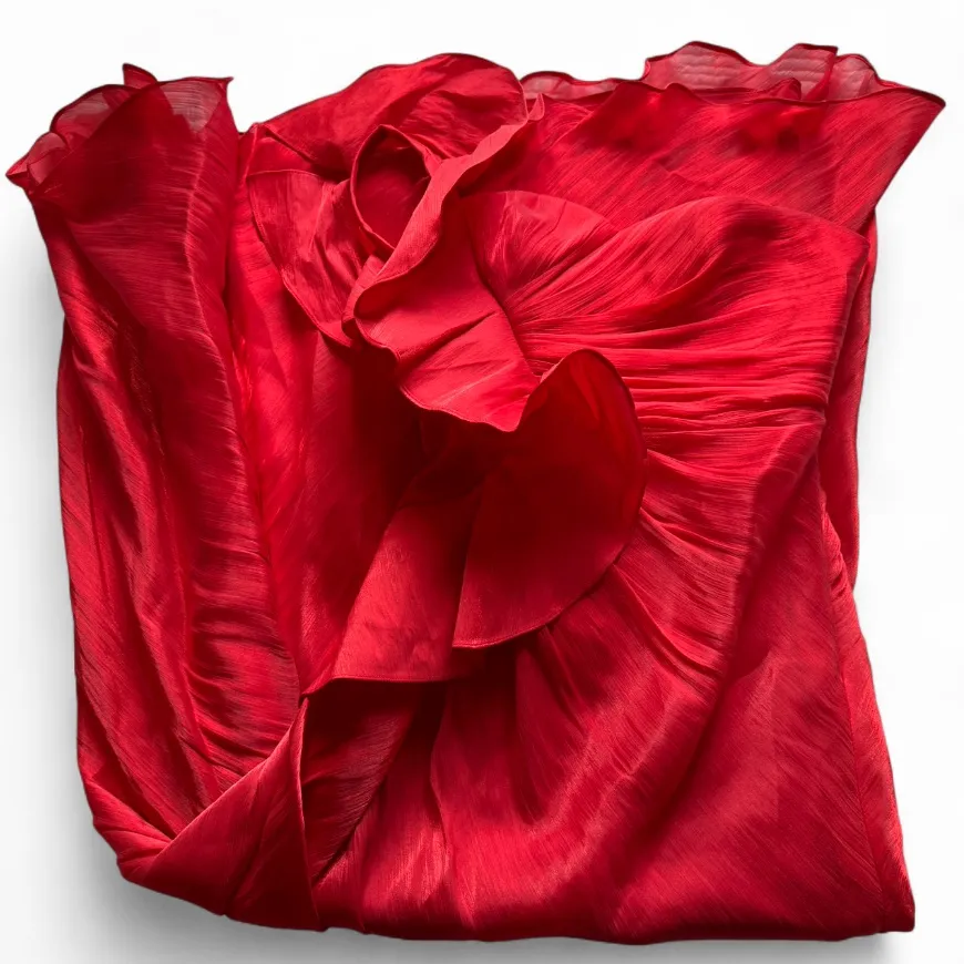 Badgley Mischka - One-Shoulder Pleated Leaf Evening Gown - Image 6