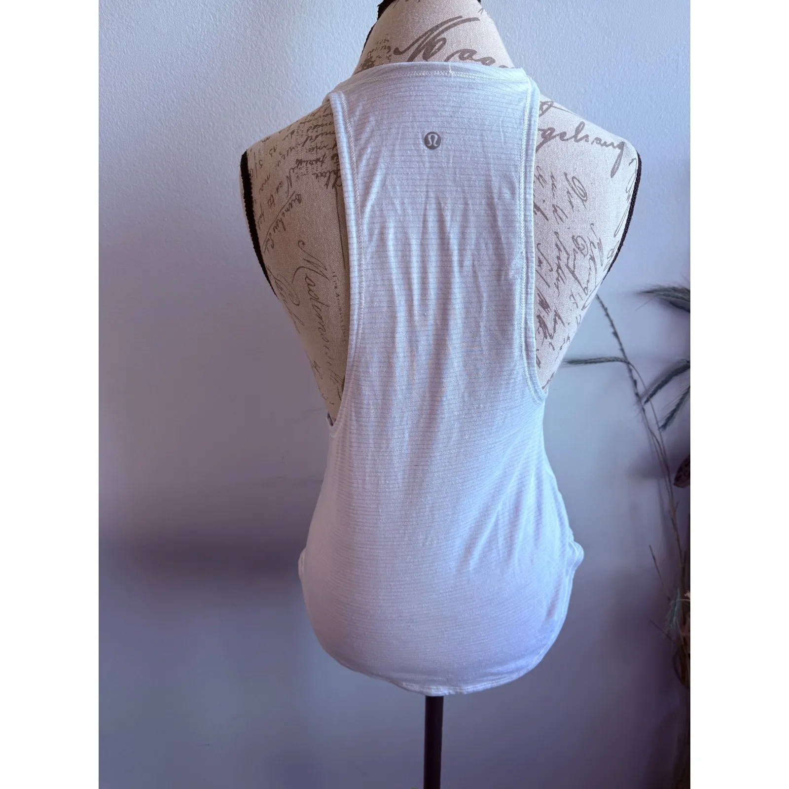 Lululemon White Striped Racerback Tank Top Athletic Workout - Image 2