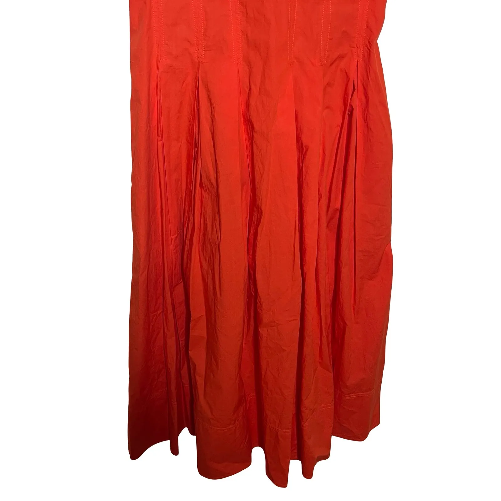 Ulla Johnson Bright Orange Camille Ruffled Pleated Sleeveless MIDI Dress sz 6 - Image 4