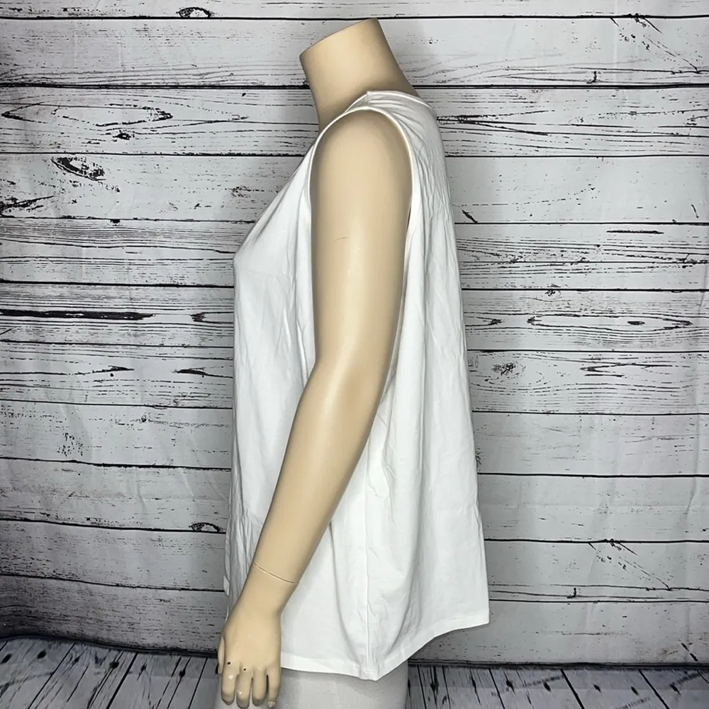 White Stag  Woman NWT Size 4X (26W/28W) Sailboat Embellished Cotton Knit Tank Top - Image 3