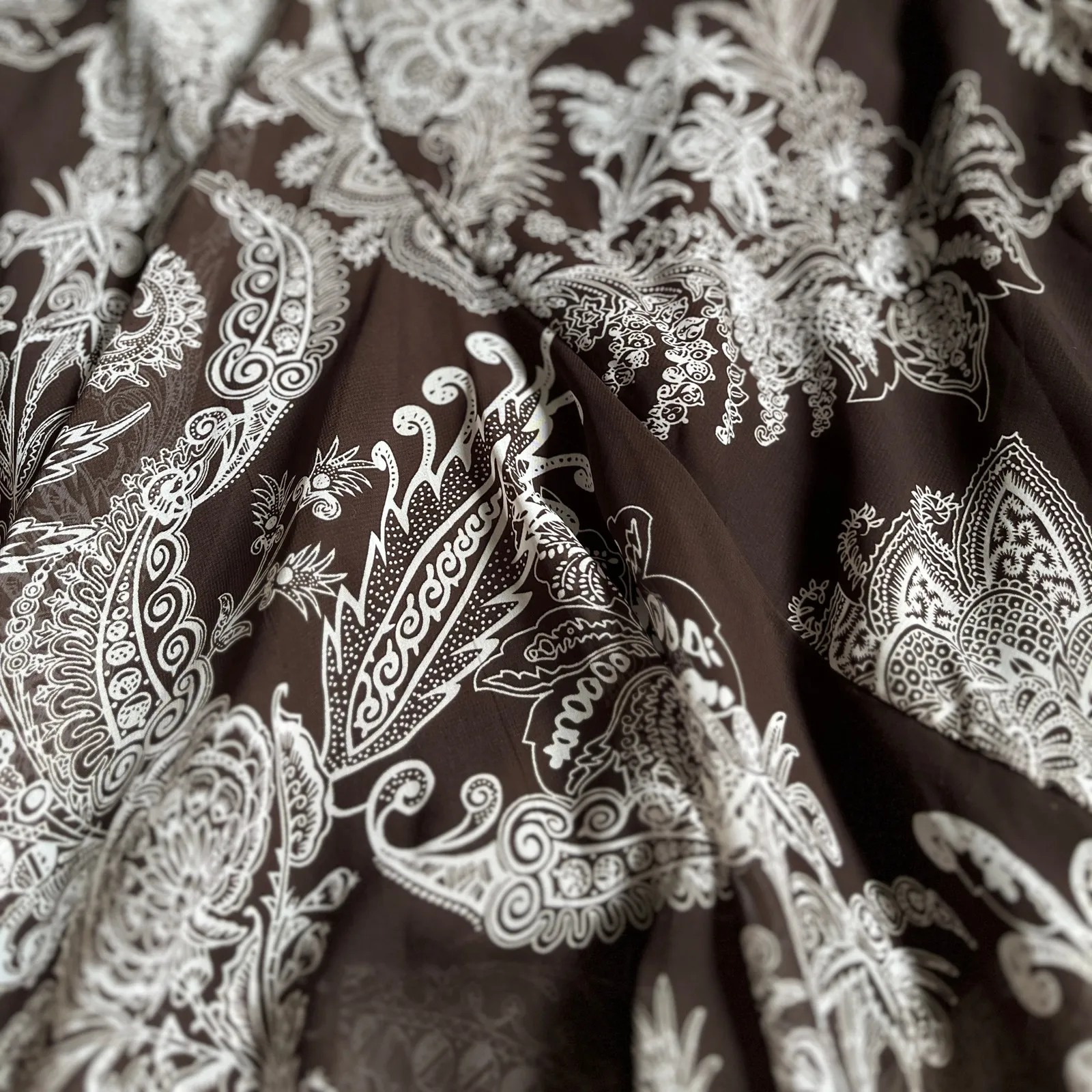 JKLA | Whimsigoth Brown Paisley Lined Flowy Midi Skirt | Women's Size L Size L - Image 6