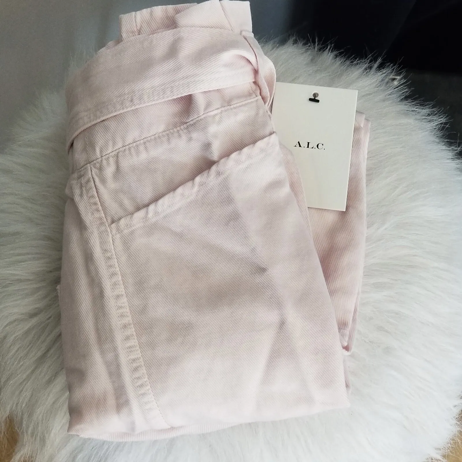 A.L.C. Coburn Tapered Paperbag Waist Pants, Pink, High waist, Belted Size 12 NWT - Image 6