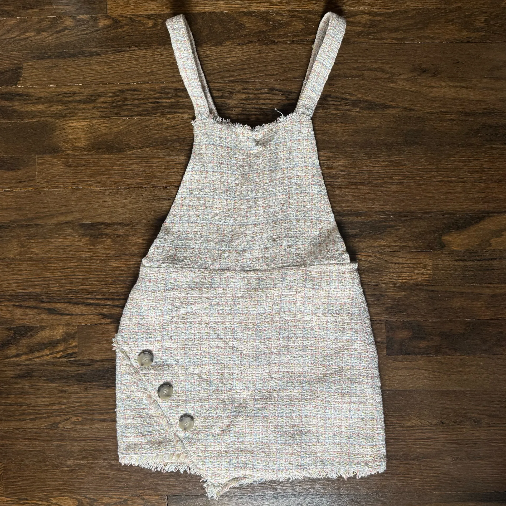 Zara TRF Collection Tweed Pinafore Dress with Button Detail Size S - Image 4