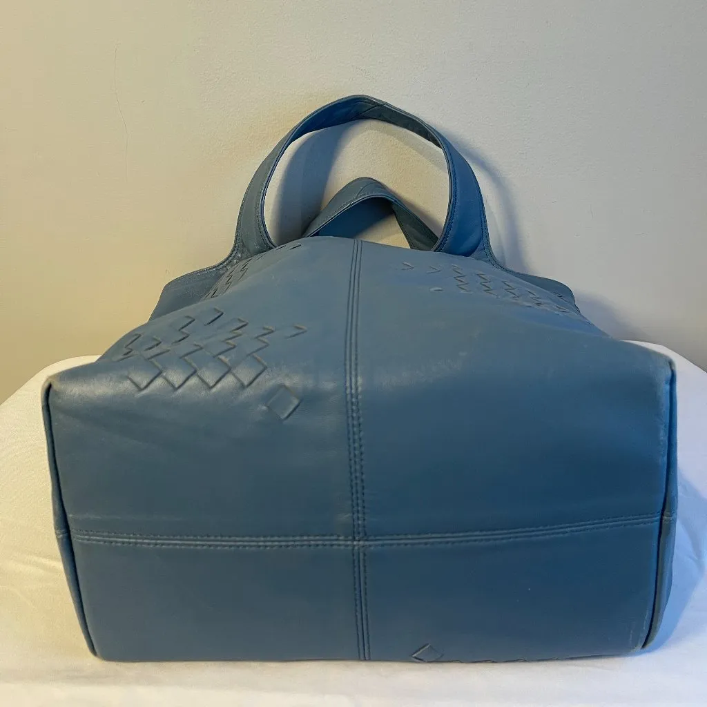 BOTTEGA VENETA Regent Intrecciato Nappa Leather Tote Bag, Blue - Preowned - Image 5