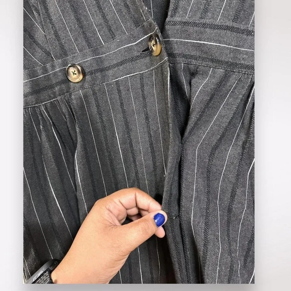 She+Sky L Open Buttoned Pinafore Dress Striped Nautical Spring Fest Hipster Cute - Image 3