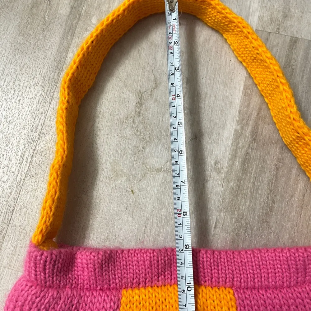 Ragged Priest Orange and Pink Crochet Shoulder Bag - Image 4