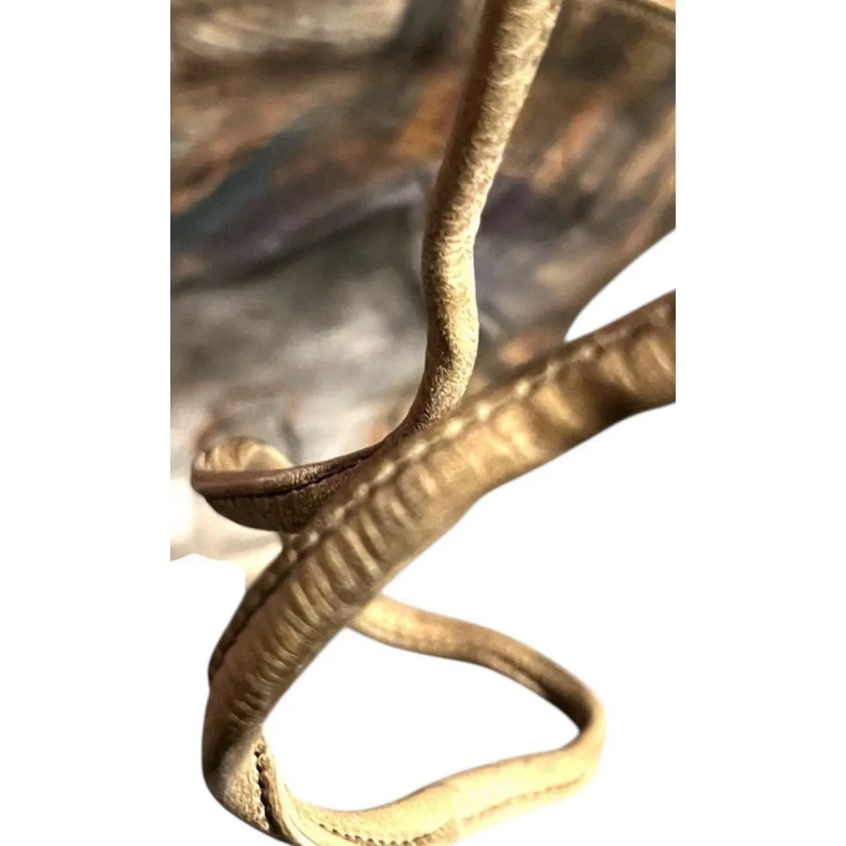 Jane Yoo Wearable Art Handbag Leather Asymmetrical Shoulder Bag Signed Vintage Tan - Image 10