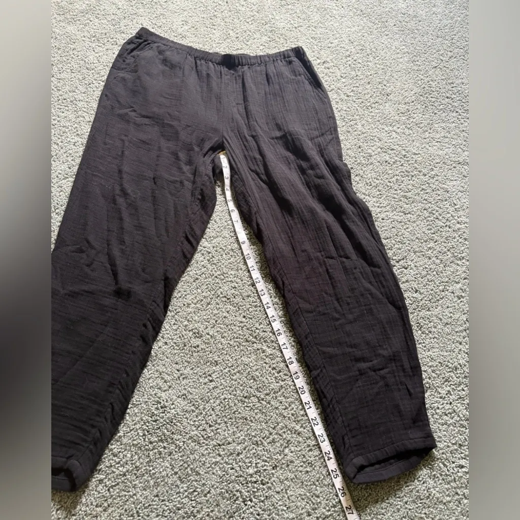 Eileen Fisher Organic Cotton Lofty Gauze Black Tapered Ankle Pant PL Petite NWT - Image 4