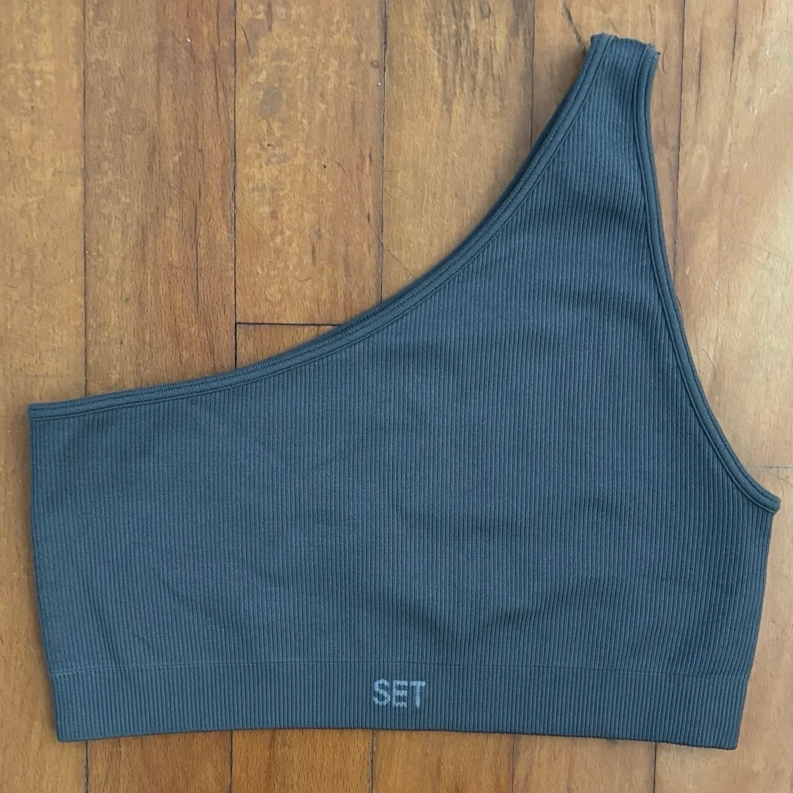 Setactive Set Active Size M L One Shoulder Ribbed Bralette Elegant Grey - Image 2