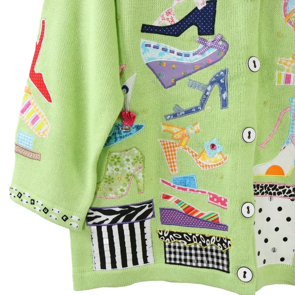 NWT Design Options Philip & Jane Gordon Shoes Applique Cardigan Sweater M Size M - Image 4