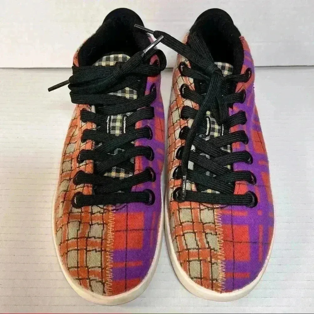 ALLBIRDS WOMENS SIZE 8 WOOL PIPER TARTAN PLAID BRIGHT COLORS PURPLE ORANGE FUNKY - Image 2