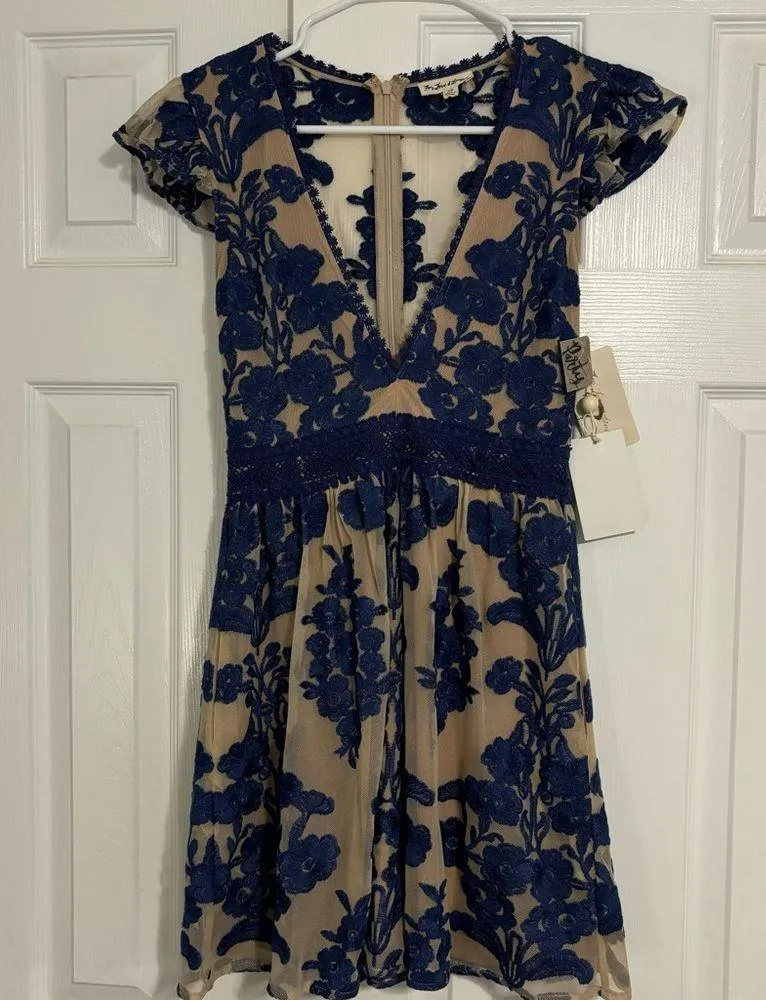 For Love & Lemons Blue Temecula Short Sleeve Dress NWT - Image 2
