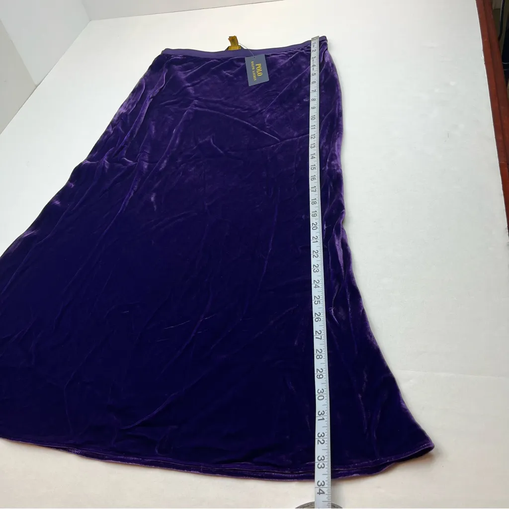 Polo Ralph Lauren Purple Velvet Womens 6 Midi to Maxi Skirt‎ Pull-On NEW *FLAW - Image 13