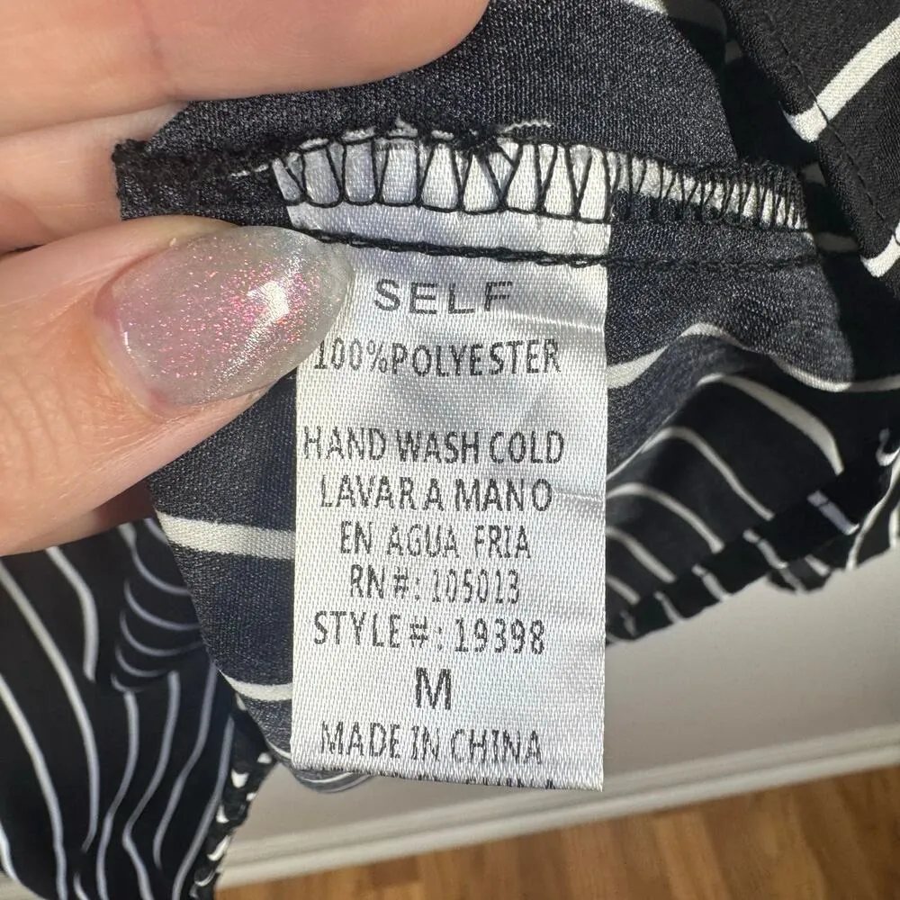 Savanna Jane Top Women M NWT Black Striped Long Hippie Sleeves Disco Boho Modest Size M - Image 5