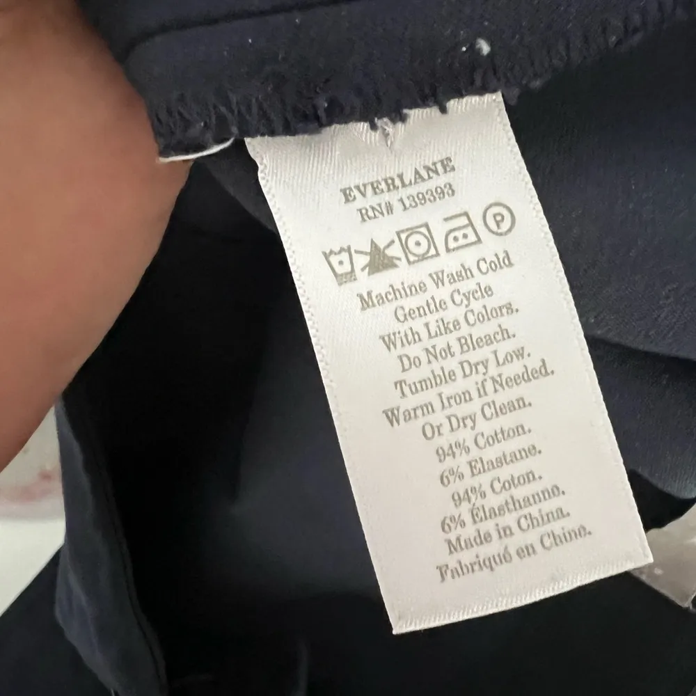 EVERLANE The Curvy Side-Zip Stretch Cotton Pants Navy Sz 6 - Image 5