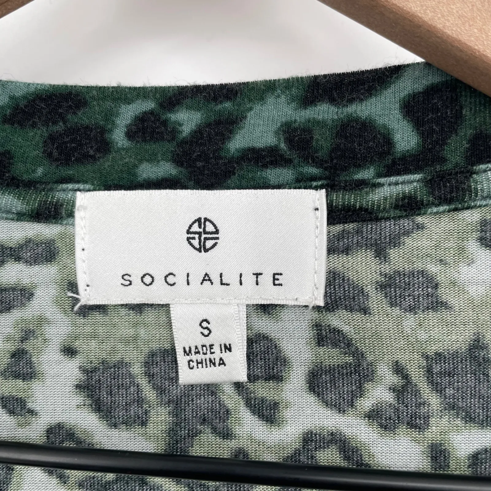 SOCIALITE Leopard Print Short Sleeve Crew Neck T Shirt Women's Size S - Image 3