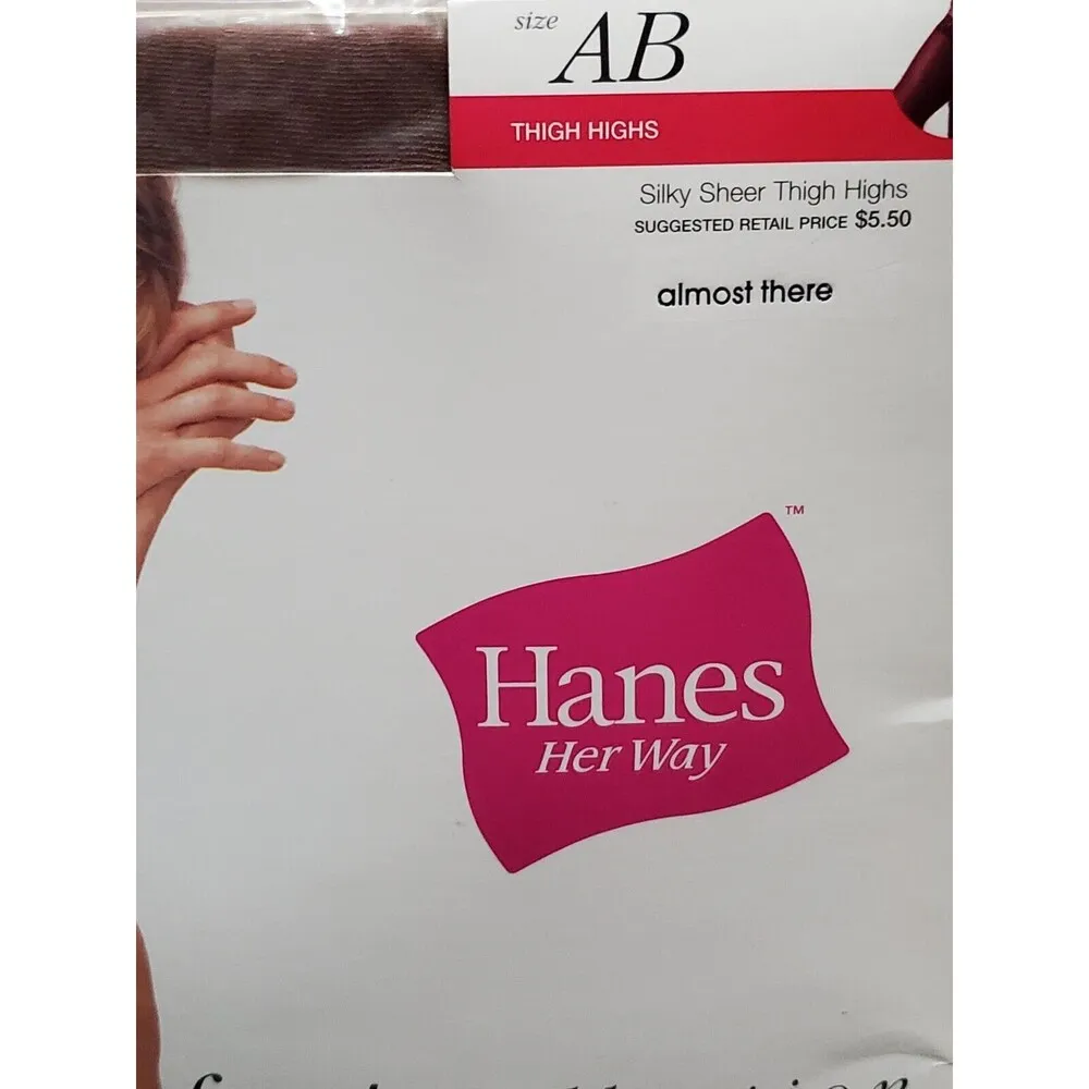 VTG Hanes Her Way Comfort Collection Thigh Highs Silky Sheer 1999 Made In Italy - Image 4
