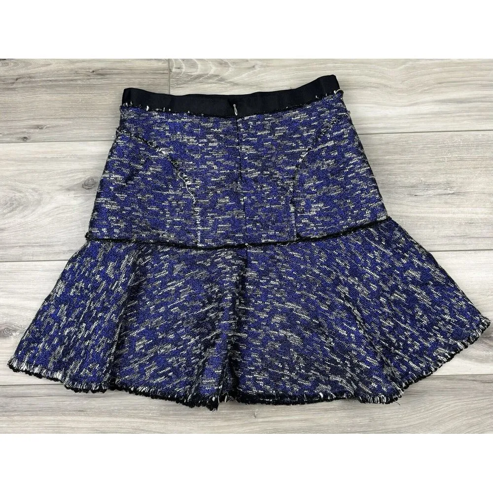 Rebecca Taylor Tweed Lace Shimmer Metallic Flounce Flip Skirt Size‎ 2 - Image 3