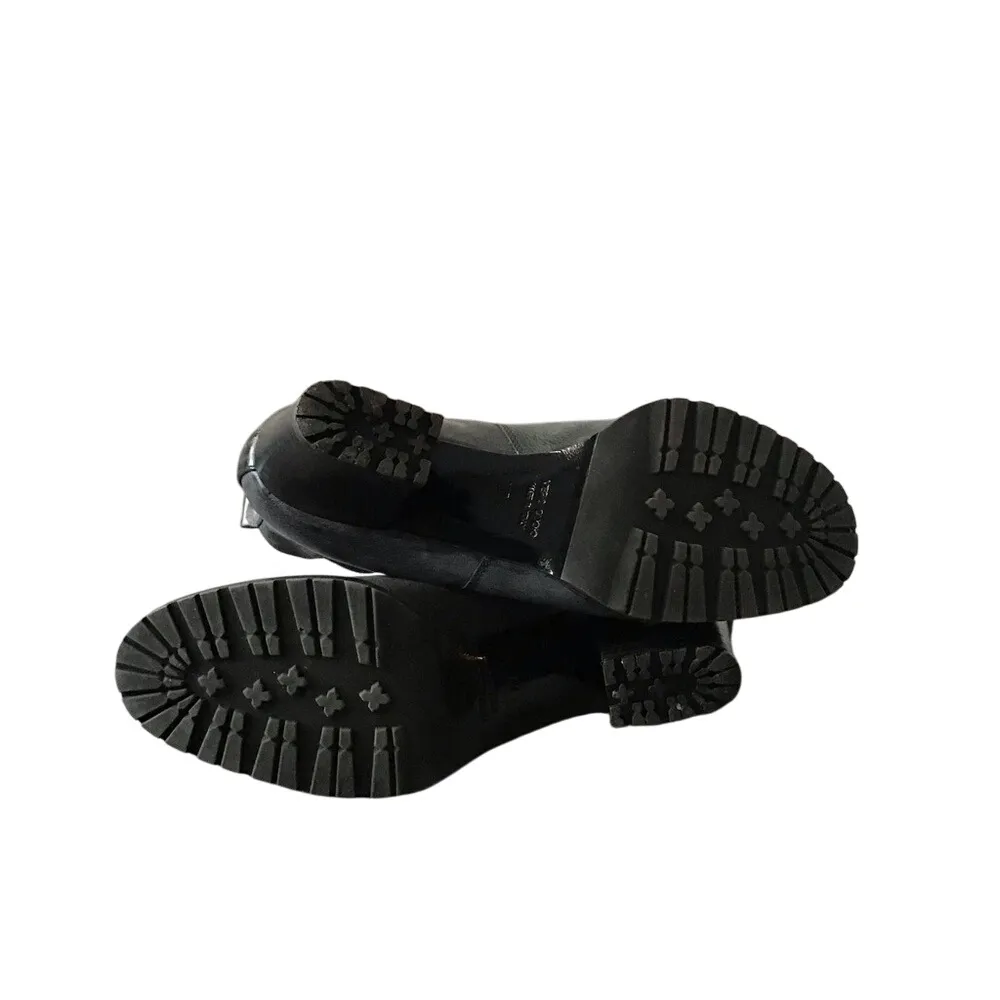 Aquatalia Vero Cuoio Black Leather Ankle Boots Women 7.5 2.5" Heel Pull-on Italy - Image 5