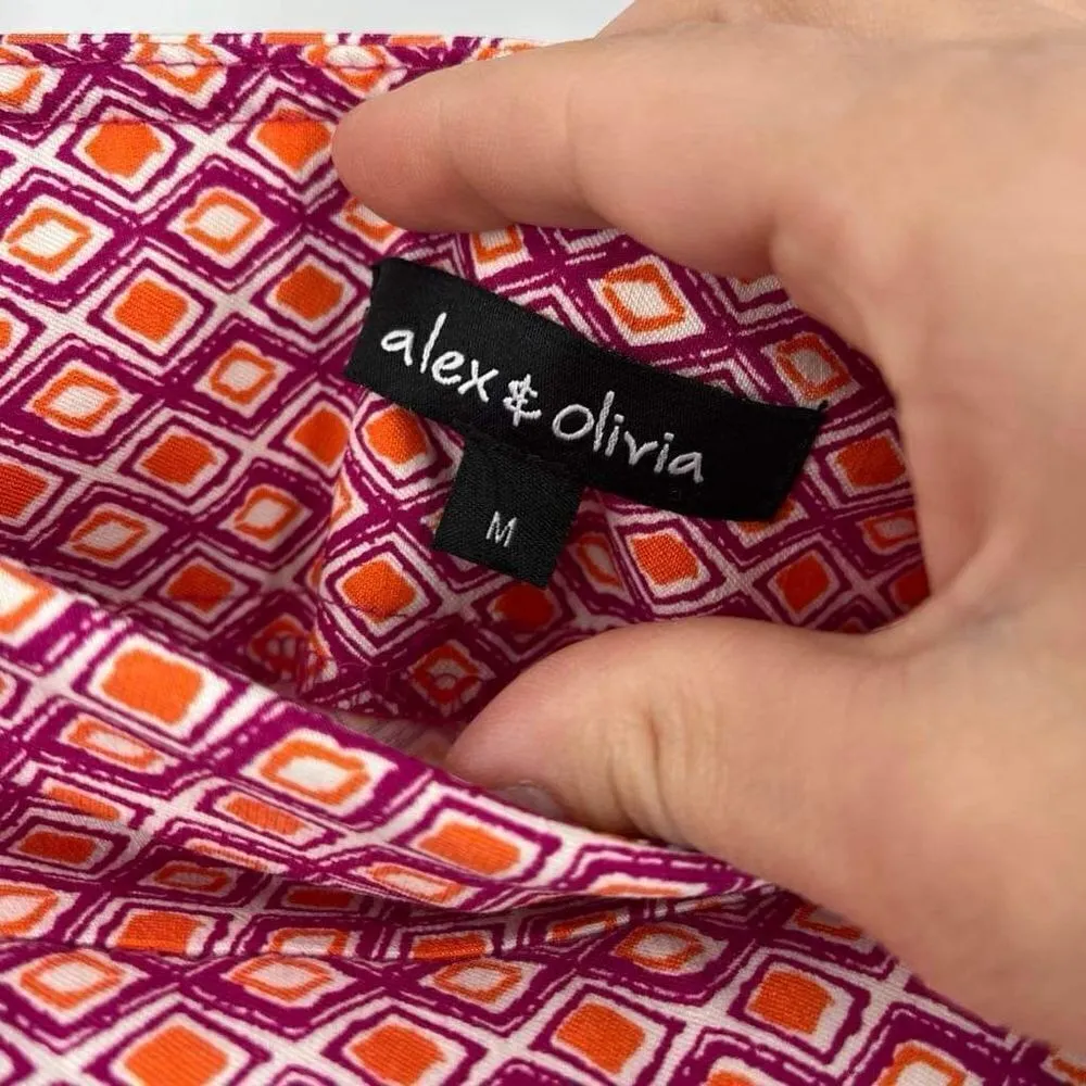 NWT Alex & Olivia Stretch Geometric Pink Pencil Skirt Size Medium Colorful Sprin - Image 5