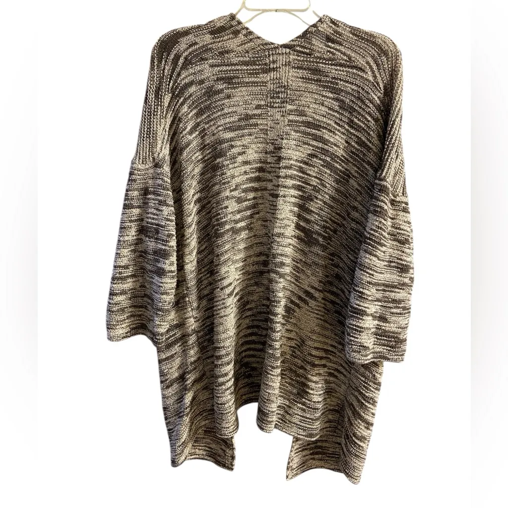 J Jill Pure Jill marled cardigan sweater kimono style brown cream Large - Image 2
