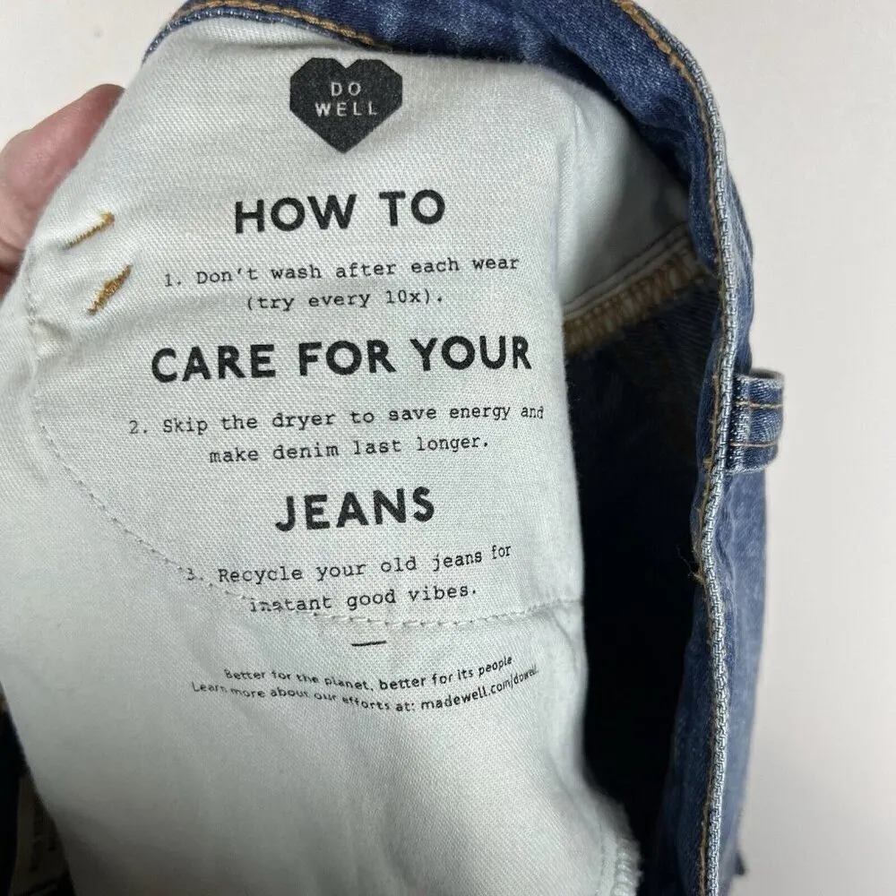 Madewell, New, Rigid Denim‎ Straight Destructed Mini Jean Denim Skirt, Size 28 - Image 6