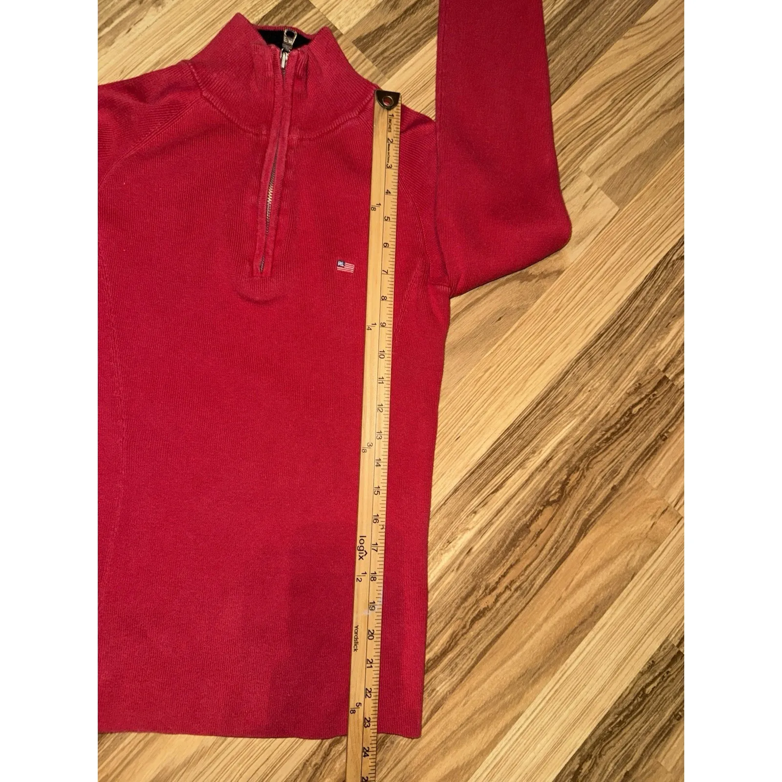 Polo Jeans Co Ralph Lauren Y2K Women's M Medium Quarter 1/4 Zip Red Sweater - Image 8