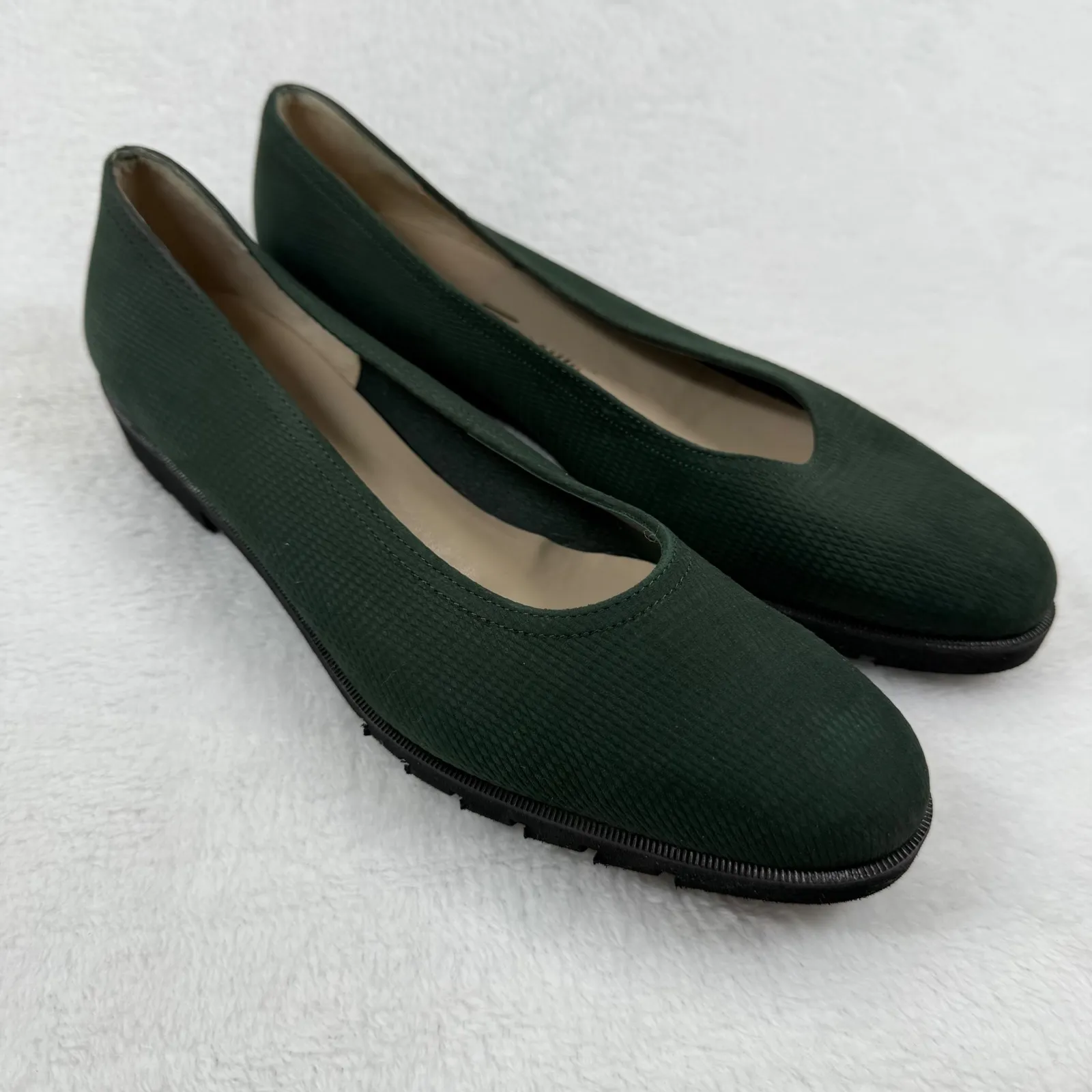 Salvatore Ferragamo Boutique Green Leather Flats Loafers Size‎ 9 2A READ - Image 4