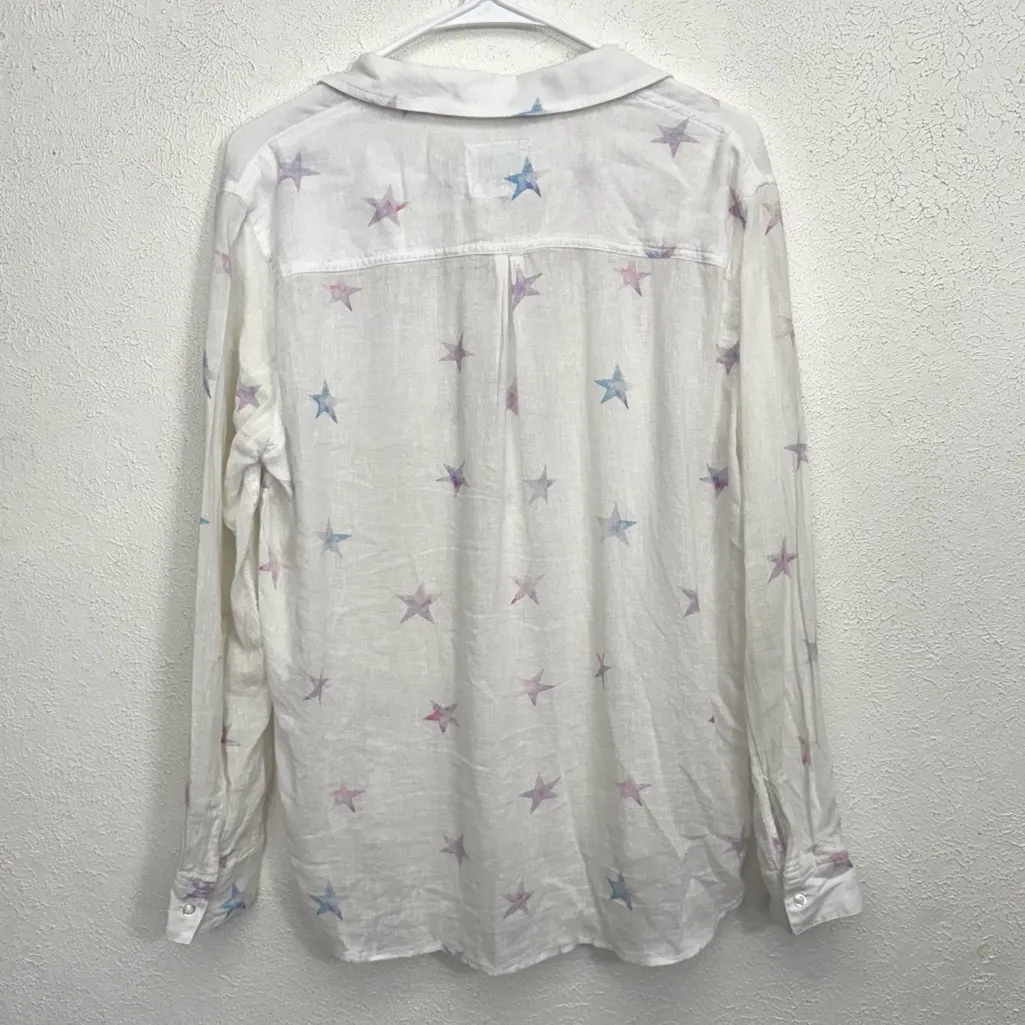 Rails Charli Tie Dye Stars White Linen Button Up Size Small - Image 14