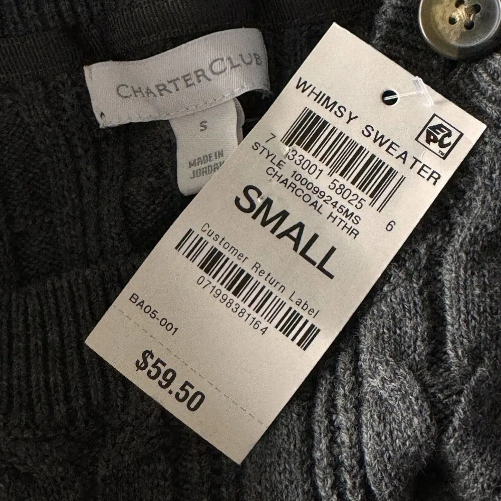 Charter Club Small Sweater Cable Knit Stretch Long Sleeve Pullover Crew Neck New - Image 6