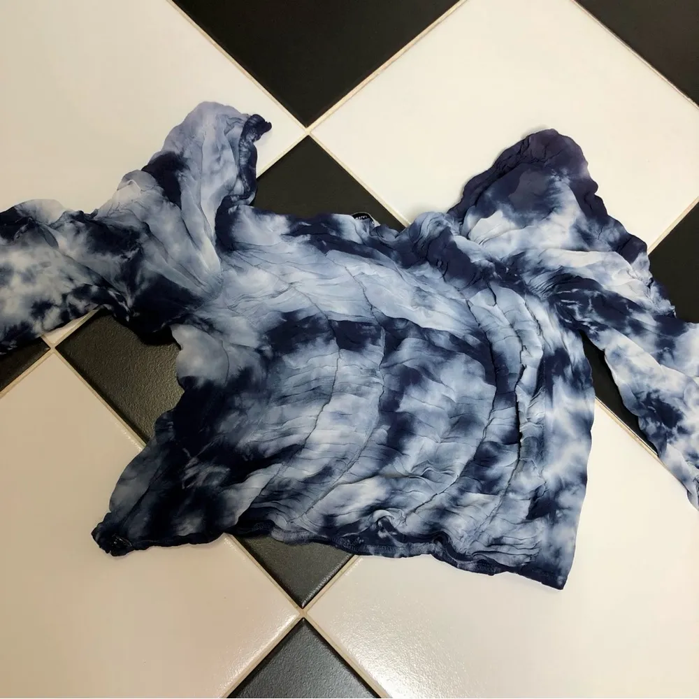 Miaou Tie Dye Blue & White Madeline Crop Top Boned Bodice Corset Bustier sz L Size L - Image 10