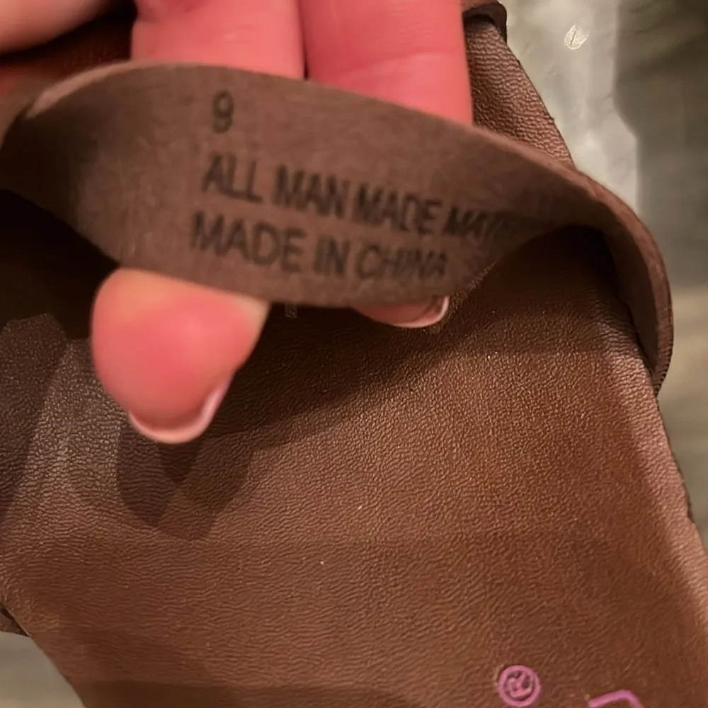 Blowfish Brown Faux Leather Cork Wedge Sandals Size 9 - Image 7