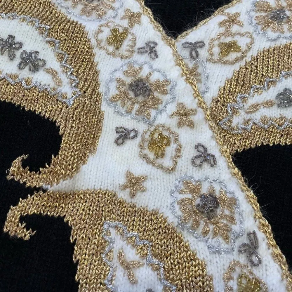 Jaclyn Smith JS Vintage Size Large L Gold Beaded Retro 80s Elegant Regal Unique - Image 2