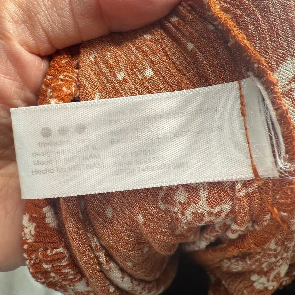 Three Dots Women’s Medium Orange Patterned Wide Leg Pants - Image 5