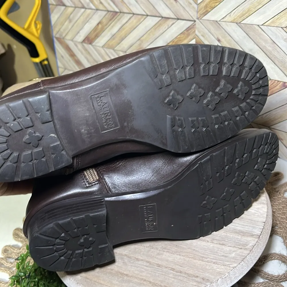 Lauren Ralph Lauren Sagira ll Full Zip Up Leather & Suede Boots Brown Size 8 - Image 9