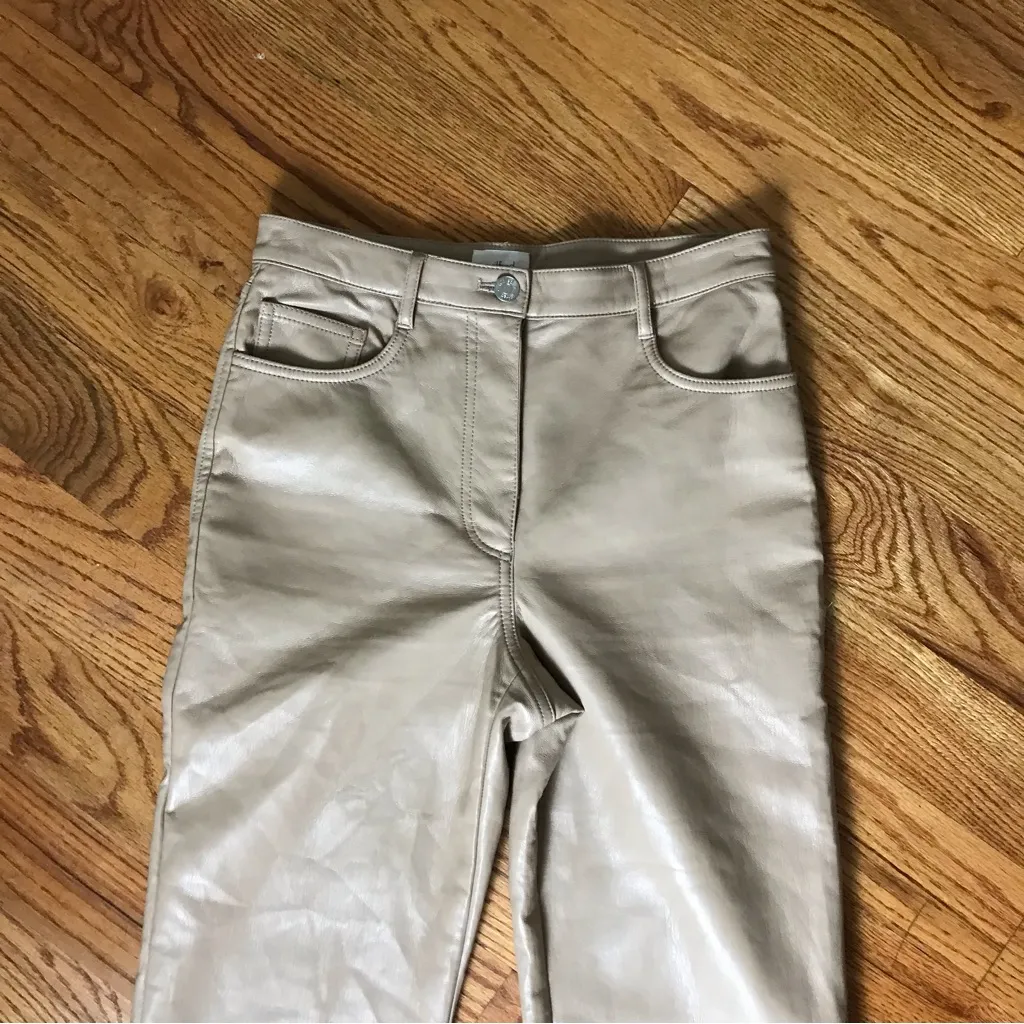 Aritzia Wilfred Melina Tan High-Waisted Faux Leather Pants - Image 10