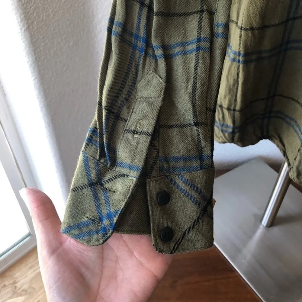 Sanctuary pullover top green blue plaid longline side slit tie front - Image 6