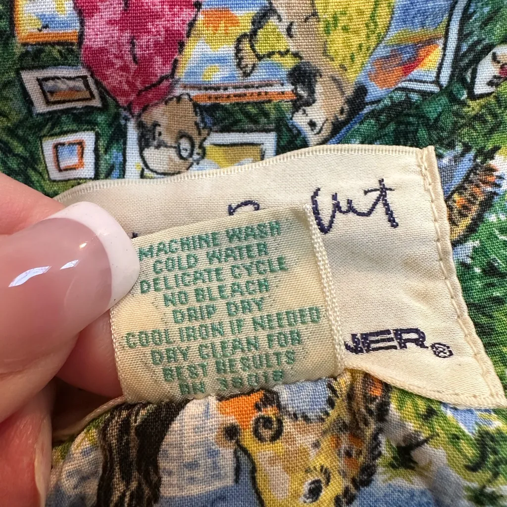 Vintage Guy Buffett Collection For Reyn Spooner 80’s Art Zoo Animal Dress Size S Green - Image 10