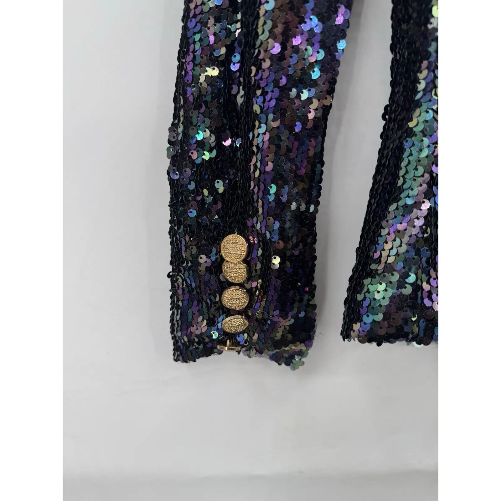 Athina Sequined Blazer Jacket Women Small Black NEW Retro Dark Fairy Party - Image 10