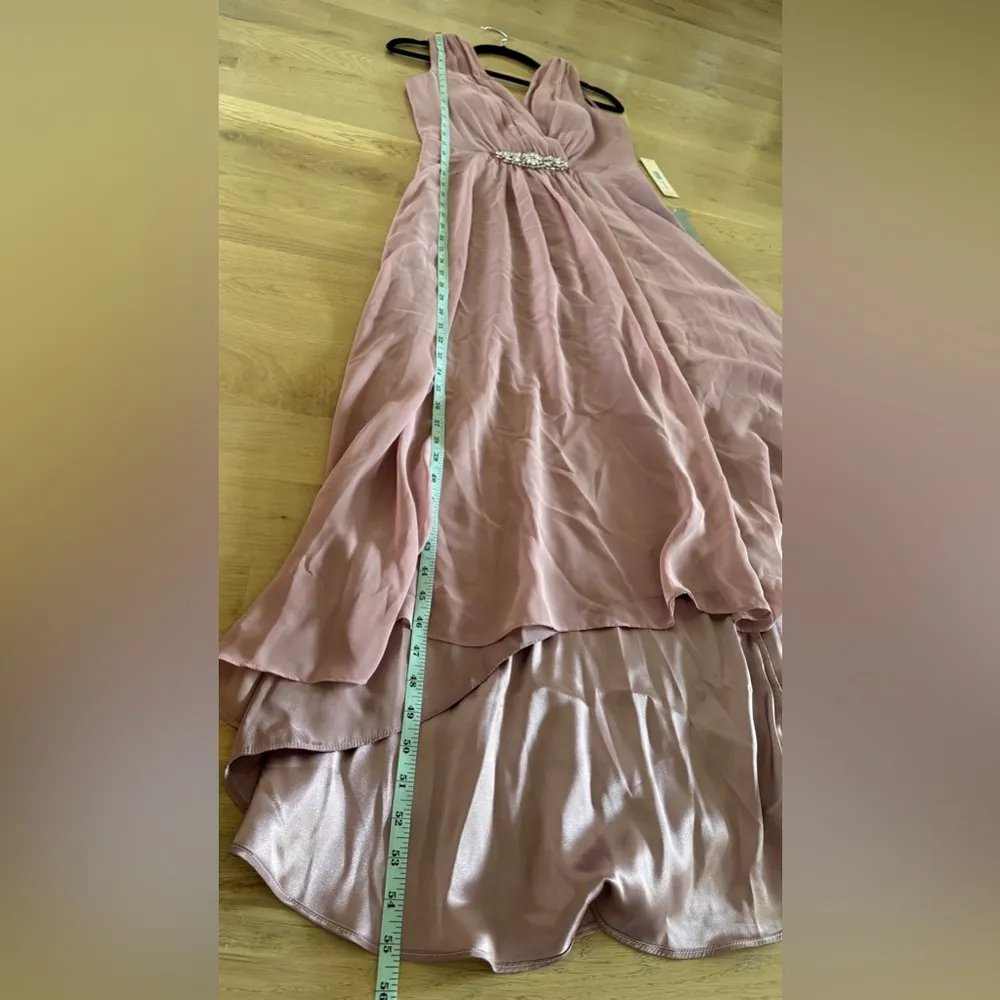 Eliza J Pleated Embellished High-Low Gown rose pink size 6 NWT - Image 12